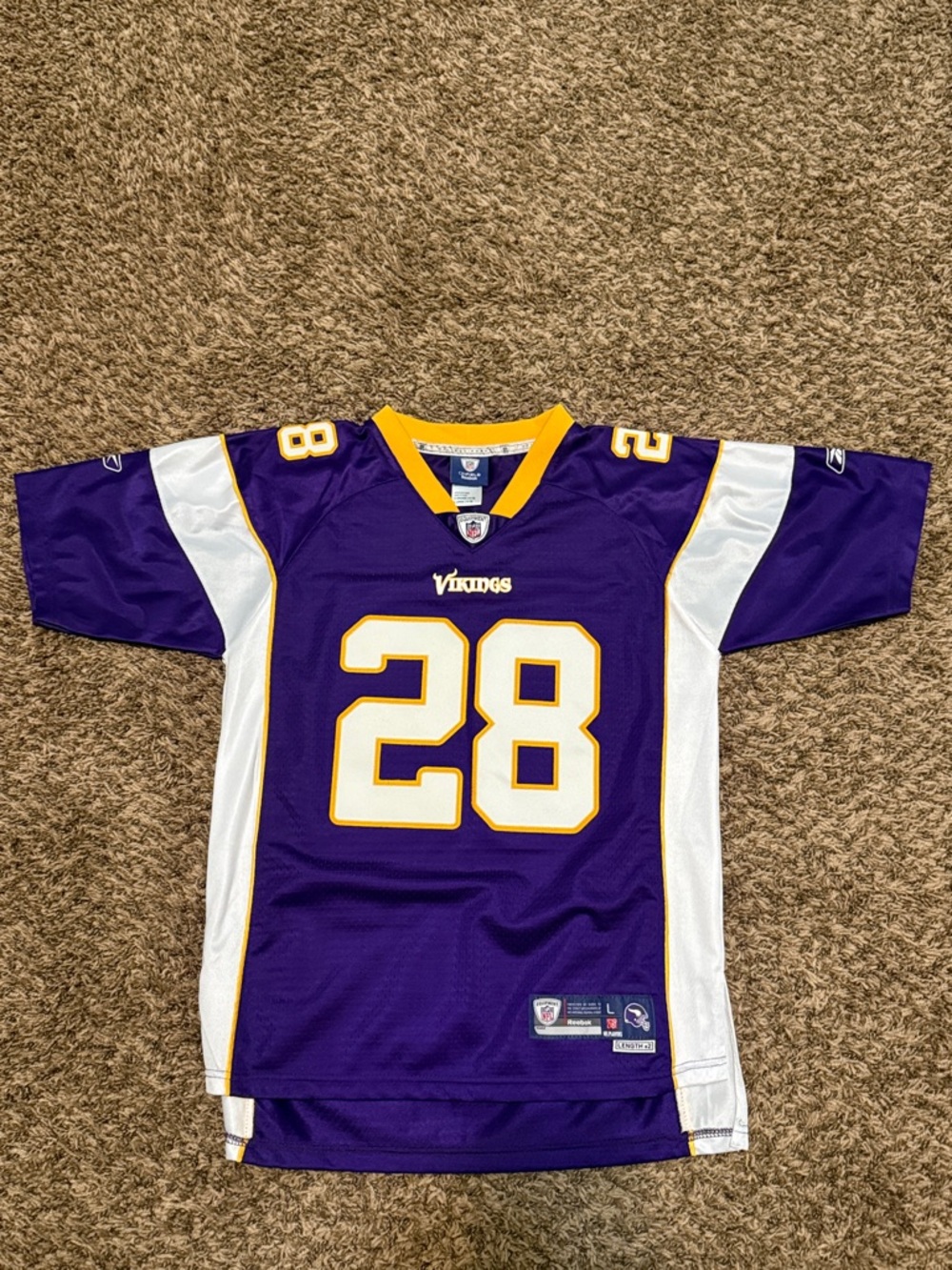 NFL Purple and White #28 Peterson Vikings Football Jersey